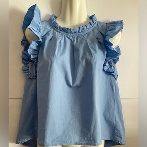 AUREUM Sky Blue Ruffled Blouse